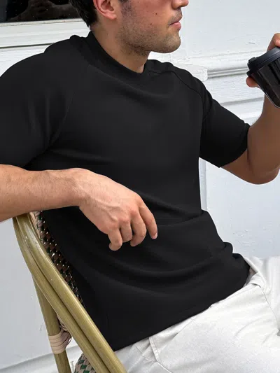 Fioboc Modal Blend Short Sleeve Raglan Tee In Black