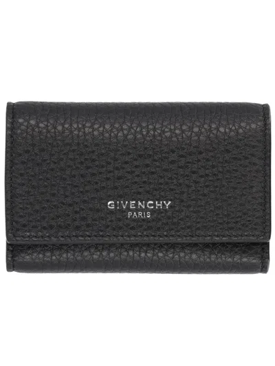 Givenchy Logo Leather Keyring In Black