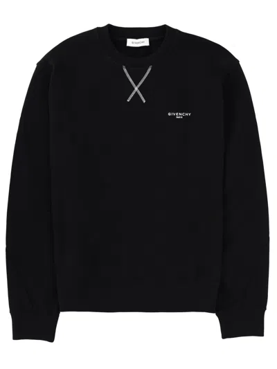 Givenchy Crew Neck Long Sleeve Ribbed Sweatshirt In Black
