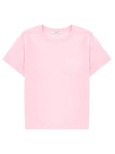 Givenchy Crew Neck Short Sleeve Straight Hem Top In Pink