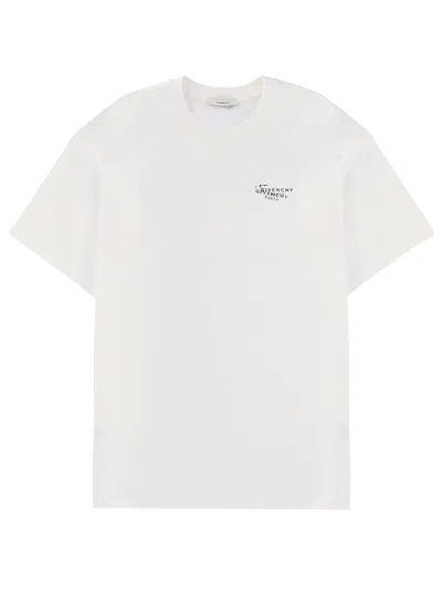 Givenchy Men White Crew Neck T-shirt With Logo On Front And Back In Cotton Man In White