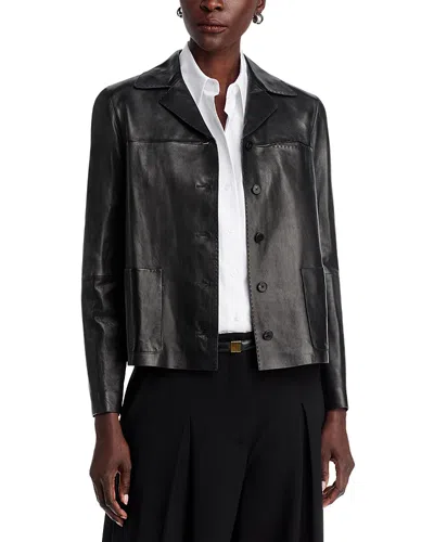 Lafayette 148 Nappa Lambskin Leather Patch Pocket Jacket In Black