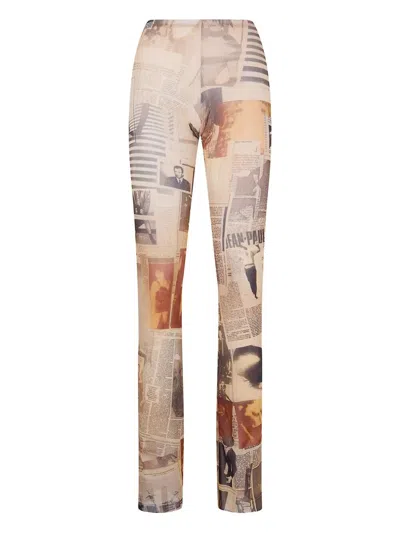 Jean Paul Gaultier Newspaper-print Leggings In Neutral