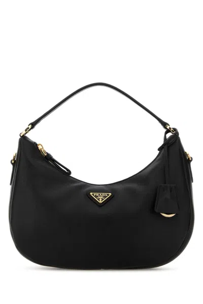 Prada Black Leather Handbag In Black