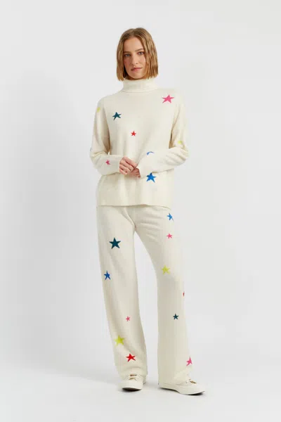 Chinti & Parker Cream Wool-cashmere Star Wide-leg Track Pants In Neutral