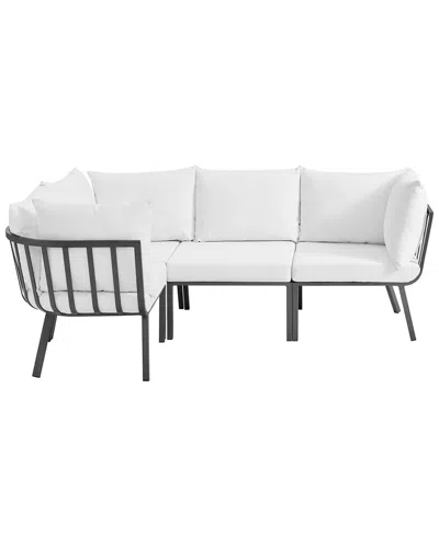 Modway Riverside 4-piece Outdoor Patio Sectional Sofa Set In White