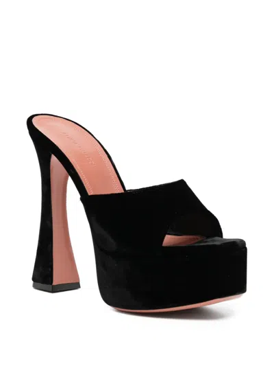 Amina Muaddi Dalida Patent Leather Platform Mules In Black
