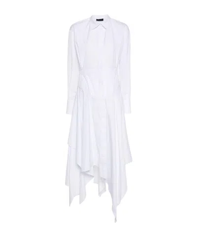 Mugler Draped Poplin Midi Dress In White