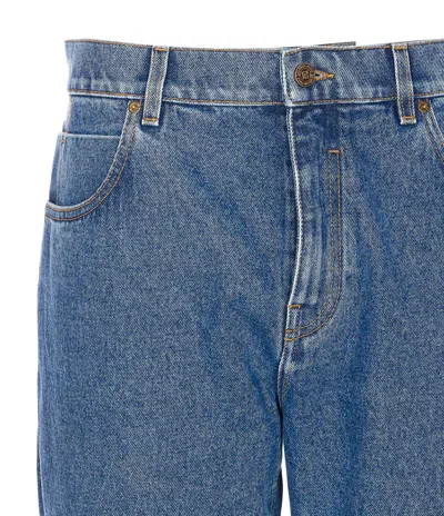 Balmain Regular Denim Pants In Blue