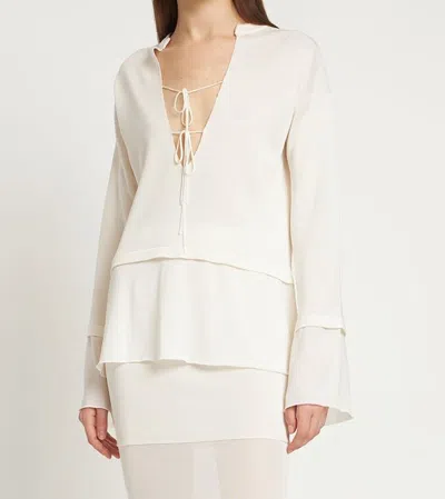 Tom Ford Light White Blouse With V-neck In Multi