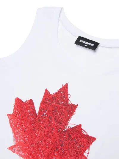 Dsquared2 Leaf-graphic Sleeveless T-shirt In White