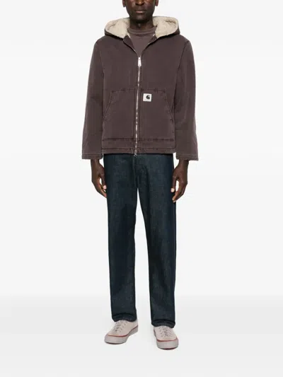 Carhartt Mitch Zipped Hooded Jacket In Brown