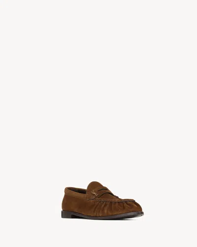 Saint Laurent Round-toe Loafers In Brown