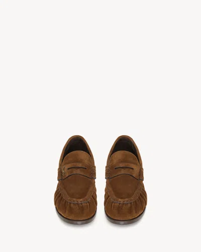 Saint Laurent Round-toe Loafers In Brown