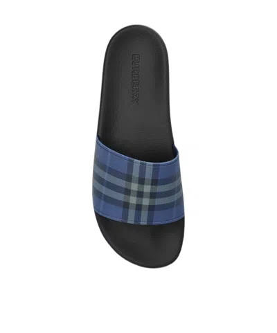 Burberry Checked Sandals In Blue