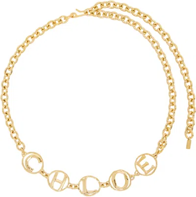 Chloé Black Calf Leather Bos Taurus High-waist Belt In Gold