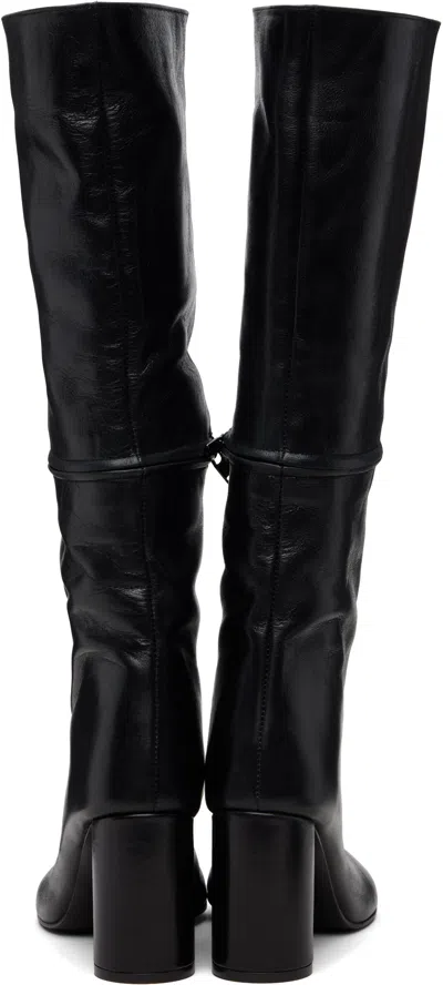 Marie Adam-leenaerdt Black 2-in One Zip Round Tall Boots In Black