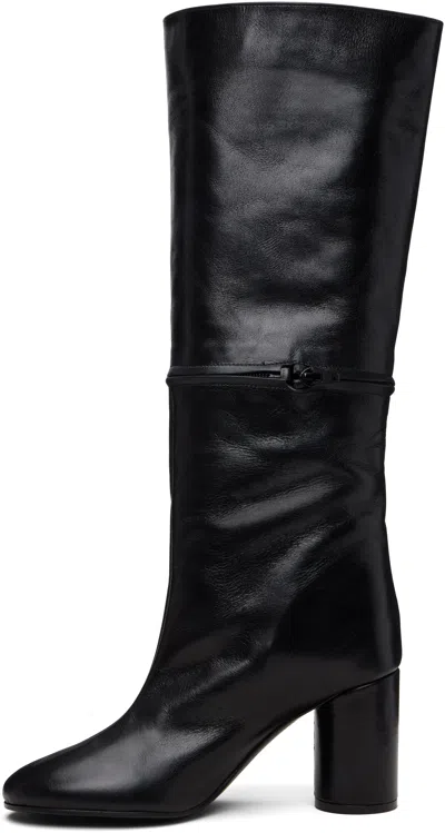 Marie Adam-leenaerdt Black 2-in One Zip Round Tall Boots In Black