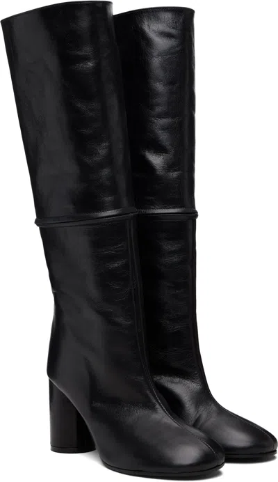 Marie Adam-leenaerdt Black 2-in One Zip Round Tall Boots In Black