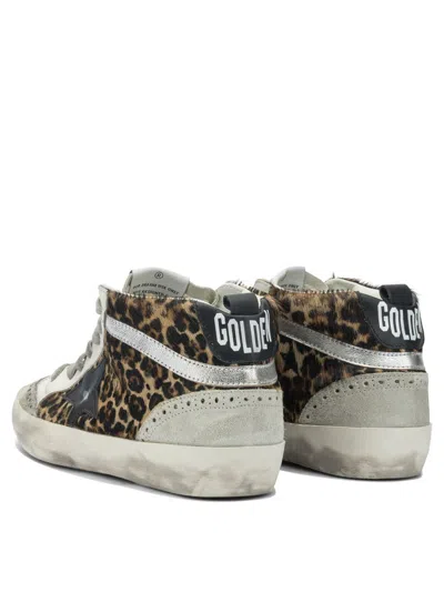 Golden Goose Mid Star Sneakers In Animalier Pony Skin In Brown