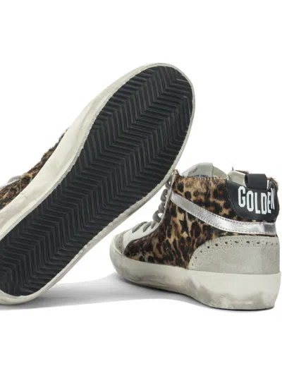 Golden Goose Mid Star Sneakers In Animalier Pony Skin In Brown