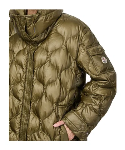 Moncler Womens Medium Green Lombi Hooded Shell-down Jacket Xs In Green