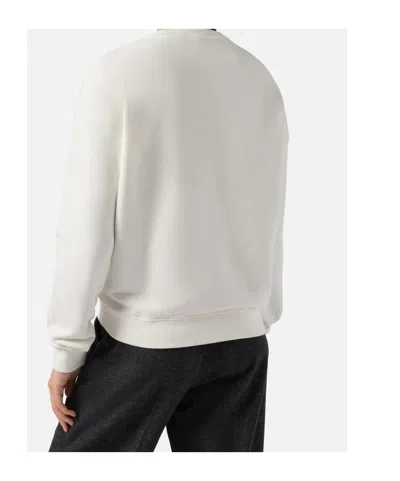 Mc2 Saint Barth Stardust Cotton Sweatshirt In White With Rhinestone Appliqué Après Ski Queen In White