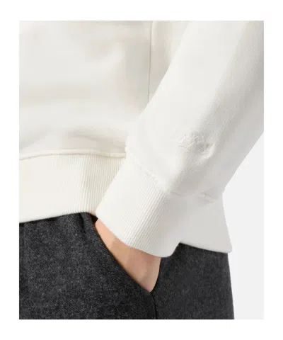 Mc2 Saint Barth Stardust Cotton Sweatshirt In White With Rhinestone Appliqué Après Ski Queen In White