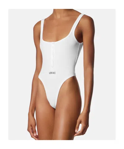 Versace Button-front Cotton Body In White