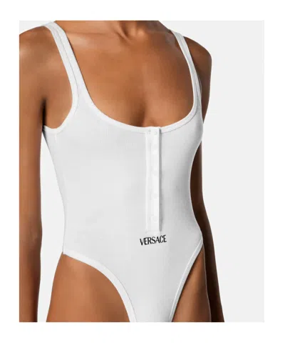 Versace Button-front Cotton Body In White