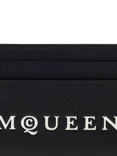 Alexander Mcqueen Leather Card Case With Multiple Compartments In Black