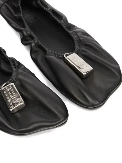 Mm6 Maison Margiela Soft Leather Ballerina Flats With Gathered Edging In Multi