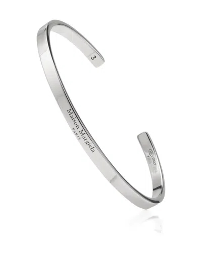 Maison Margiela Logo Reference Cuff Bracelet In Metallic