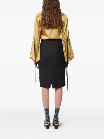 Nina Ricci High Waist Skirt Knee Length Slit In Black