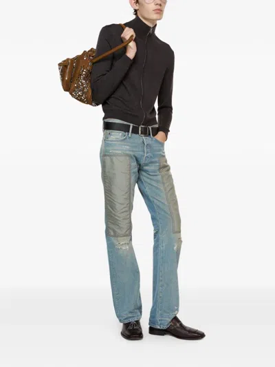 Acne Studios Panelled Distressed Jeans In Blue
