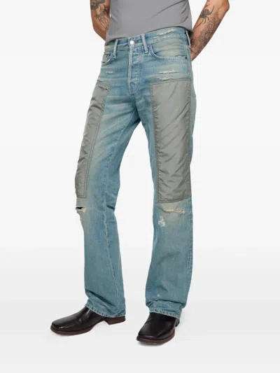 Acne Studios Panelled Distressed Jeans In Blue