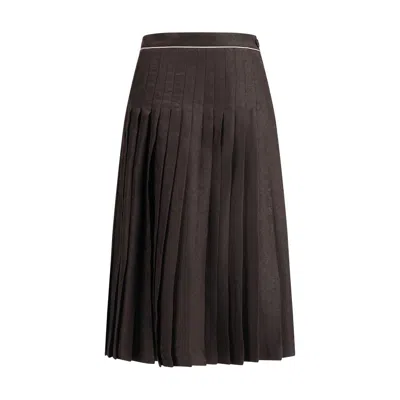 Burberry Women Sunflower Pleated Silk Skirt In Brown
