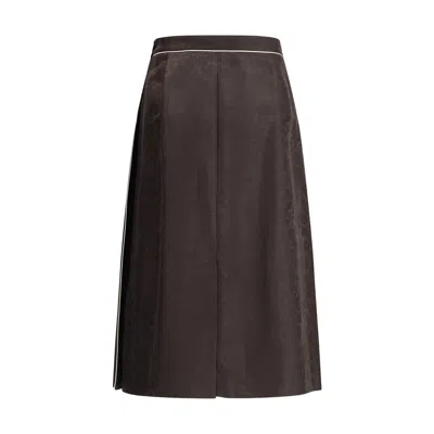 Burberry Women Sunflower Pleated Silk Skirt In Brown