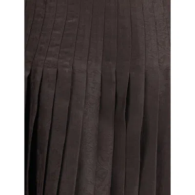 Burberry Women Sunflower Pleated Silk Skirt In Brown