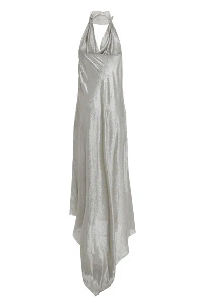 Frolov Long Silk Dress In Gray