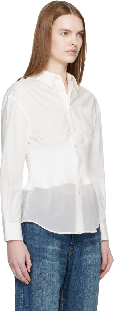 Undercover White Knit Paneled Shirt In White