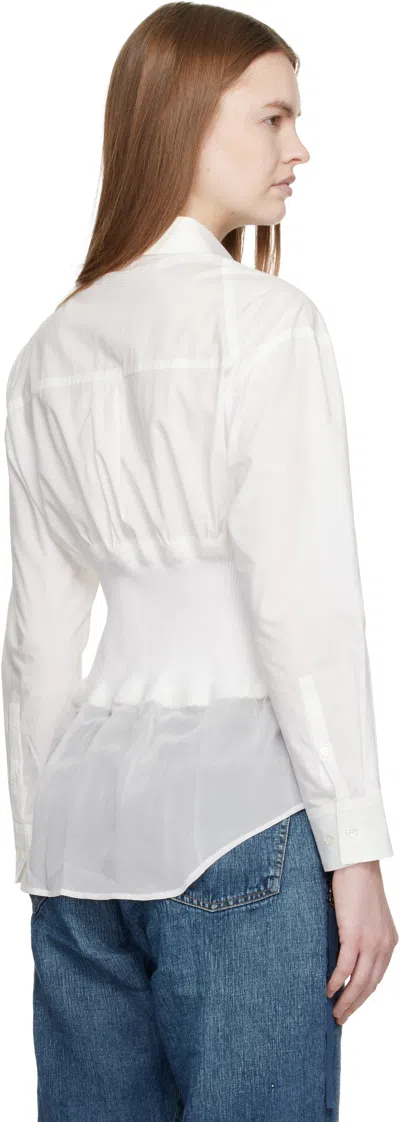 Undercover White Knit Paneled Shirt In White