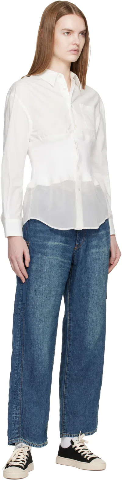 Undercover White Knit Paneled Shirt In White