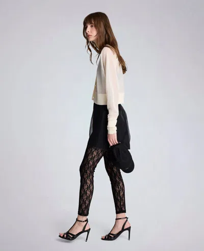 Kenneth Cole Sheer Cropped Cardigan With Saddle Shoulders In Neutral