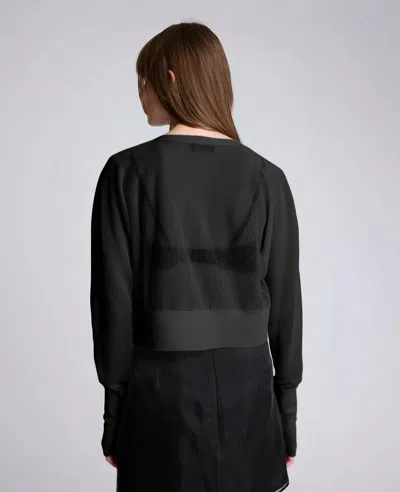 Kenneth Cole Sheer Cropped Cardigan With Saddle Shoulders In Black