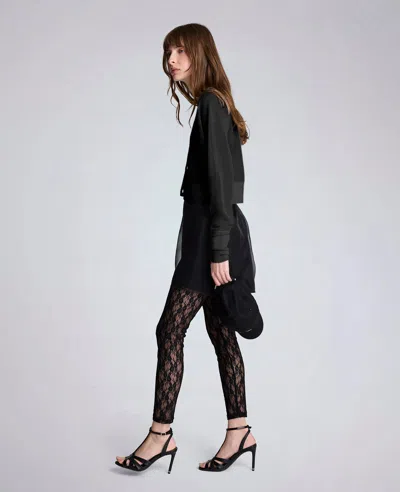 Kenneth Cole Sheer Cropped Cardigan With Saddle Shoulders In Black