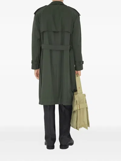 Burberry Mid-length Gabardine Trench Coat In Green