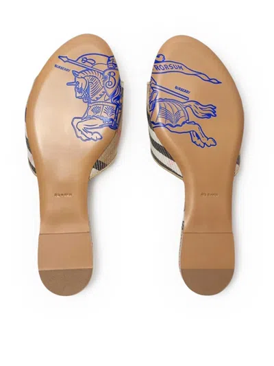 Burberry Sloane Slides Check Pattern Flat Sole Open Toe In Nude