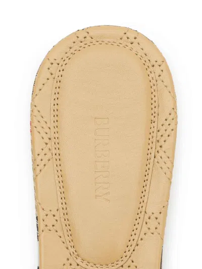 Burberry Sloane Slides Check Pattern Flat Sole Open Toe In Nude
