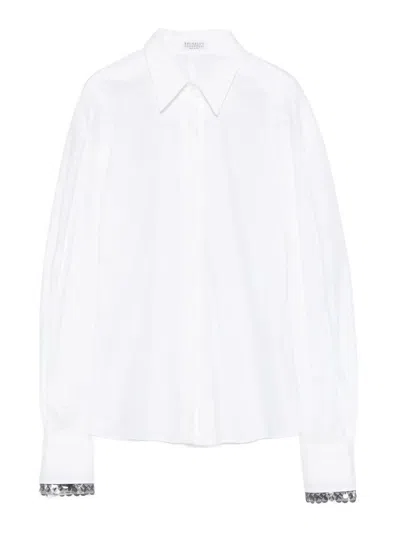 Brunello Cucinelli Point-collar Embellished Shirt In Multi